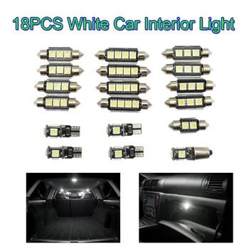 18pcs/set Biele Auto Interiérové LED Svetlo, DC 12V Lampa Svetla na Čítanie Súprava Pre Volvo XC90 2003-2011