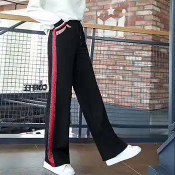 Kórejský Vysoký Pás Nohavice Letné Voľné Širokú Nohu, Nohavice Bežné Strane Prúžok Tepláky Femme Nohavice Streetwear Pantalon Joggers