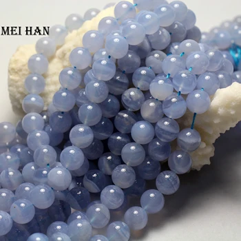 Meihan Brazília modrá čipky chalcedony 6 mm 8 mm 10 mm 12 mm hladké kolo voľné korálky pre šperky robiť dizajn DIY náramok