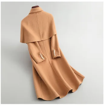 Prírodné Vlny Kabát Žena Dlho Cashmere Bunda Ženy Kórejský Elegantné Vlnené Oblečenie 2019 Jar Jeseň Zmes Kabát Q012