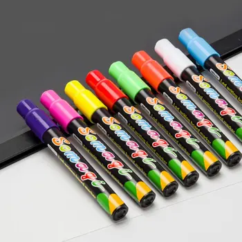 8 Zvýrazňovač Farby Fluorescenčné Kvapaliny Kriedové Značky Neon Pero Pre LED Písanie Rada Tabuľu Skla, Maľovanie Graffiti Su Office