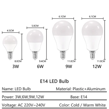 Stmievateľné LED E27 E14 Žiarovky, Lampy 220V DC12V Vysoký Jas Žiarovky 24W 20W 18W 15W 12W 9W 5W 3W LED E14 Teplá Biela Studená Biela