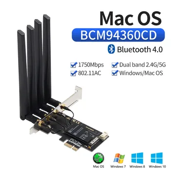 Dual band BCM94360CD Hackintosh PC 1750Mbps WiFi, Bluetooth 4.0, PCI-E Adaptér pre MacOS Airdrop Zásielkový Kontinuity FV-T919 Wifi