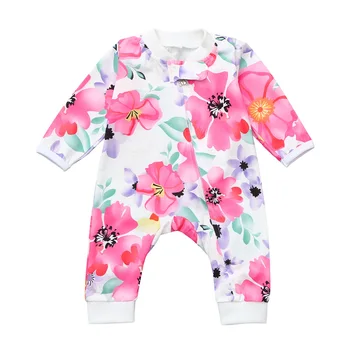 2020 Nové Jarné Batoľa, Dieťa Dievča Romper Playsuit Nohavice, Oblečenie Oblečenie Zips Kvetinová Jeseň Oblečenie