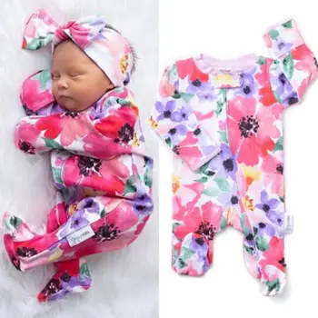 2020 Nové Jarné Batoľa, Dieťa Dievča Romper Playsuit Nohavice, Oblečenie Oblečenie Zips Kvetinová Jeseň Oblečenie