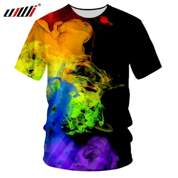 UJWI Nové Tričká Pohode Tlač Umeleckých farebné Dymové farby 3D T-košele Pre Ženy/mužov Hiphop Harajuku O-Neck Tee Tričká Unisex