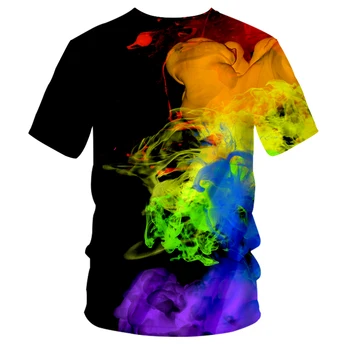 UJWI Nové Tričká Pohode Tlač Umeleckých farebné Dymové farby 3D T-košele Pre Ženy/mužov Hiphop Harajuku O-Neck Tee Tričká Unisex