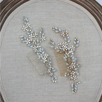Opal sofistikované drahokamu nevesta vlasy hrebeňom svadobné vlasy, šperky headdress