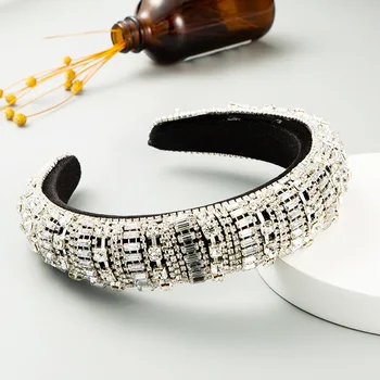 CN 3 Ks/veľa Plný Crystal Barokový Tiara hlavový most Luxusné Diamante Hairband Pre Ženy, Svadobné Čalúnená Svadobné Doplnky do Vlasov