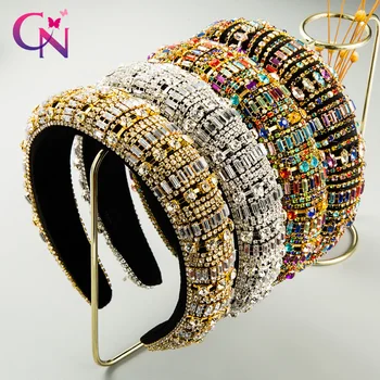 CN 3 Ks/veľa Plný Crystal Barokový Tiara hlavový most Luxusné Diamante Hairband Pre Ženy, Svadobné Čalúnená Svadobné Doplnky do Vlasov