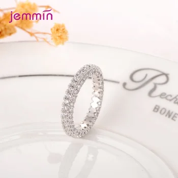 Trojrozmerný 3 Riadky Plné Crystal Prst Prstene pre Ženy, Luxusné Biely Zirkón snubný Prsteň Roztomilé Dievčatá Strana Šperky