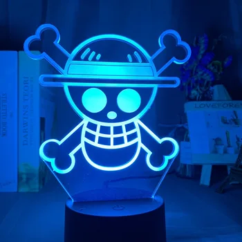 Anime JEDEN KUS LOGO Deti Nočné Svetlo Led Dotykový Snímač Farebné Nočného Detskej Spálne Dekorácie v Pohode Stôl 3d Lampa Darček