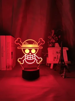 Anime JEDEN KUS LOGO Deti Nočné Svetlo Led Dotykový Snímač Farebné Nočného Detskej Spálne Dekorácie v Pohode Stôl 3d Lampa Darček