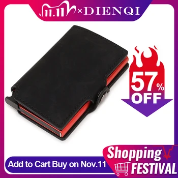 DIENQI Tenké Peňaženky Luxusný Kožený Ochranný Muži Ženy Držiteľa Karty Peňaženky Ridge peňaženky Mini Kabelka Červená Mágia Peňaženky 2020 Walet