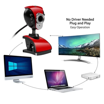 Nový Web Kameru Počítača Kamery USB 2.0 50.0 M 480P 6 LED HD Webcam Black Red Web Kameru S Mikrofónom Pre PC, Notebook Live Vysielanie