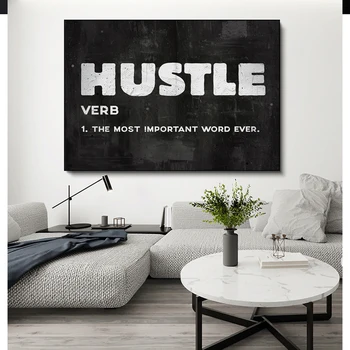 Motto Hustle Umelecké Plátno na Maľovanie Inšpiratívne Plagáty a Vytlačí Moderné Nástenné Art Obrázok pre Obývacia Izba Domova