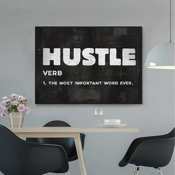 Motto Hustle Umelecké Plátno na Maľovanie Inšpiratívne Plagáty a Vytlačí Moderné Nástenné Art Obrázok pre Obývacia Izba Domova