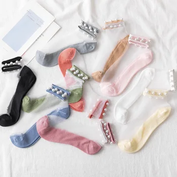 Ženy Ponožky 2020 Lete Nové Módne Členok Žena Priedušná Tenké Pearl Letné Ponožky Kórejský Štýl Neviditeľné Ponožky Ženy