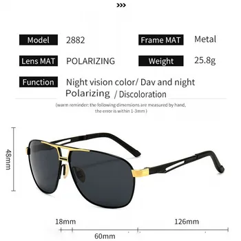 Nové Nočné Videnie Polarizované Žiarenie Muži Okuliare Klasické Farby Deň a Noc Jazdy Rybárske Okuliare Slnečné Okuliare UV400