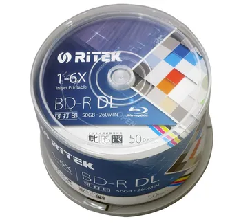 BD-R 50 G 50 KS/Bal - RITEK BD-R 1-50GB 6X BDR Disku Tlač Blue-ray BD-R Prázdny disk, originálne Ritek (Taiwan)