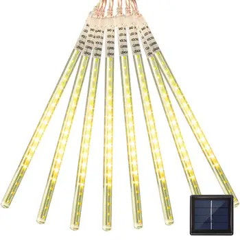 Solárne LED Vonkajšie Osvetlenie Trubica Meteor Kaskádové Sprchový Dážď Svetlá Cencúľ Raindrop Osvetlenie Záhrady Holiday Party Dekorácie