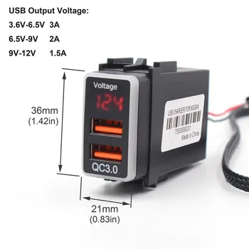 XCGaoon QC3.0 Dvojitý USB Quickcharge Nabíjací Adaptér S LED Voltmeter Plug & Play Káblový Pre NISSAN
