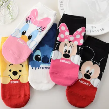 Disney Roztomilý Kreslený Bavlnené Ponožky Nový Dizajn Vianočné Krátke Ponožky, Papuče Deti Bežné Mäkké Zábavné Čln Ponožky