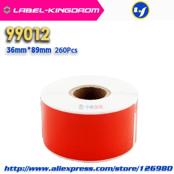 3 Rožky Červená Farba Dymo 99012 Všeobecný Štítok 36 mm*89mm 260Pcs Kompatibilný pre Labelwriter 400 450 450Turbo