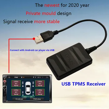 USB Náhradné Sledovanie Tlaku v Pneumatikách Systém TPMS Externé 5 Senzorov (Real-Time Display pre Android Navigačný