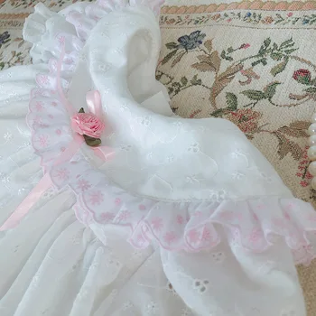 Dieťa Dievča Jar Leto Biela Vintage Fajčenie Výšivky Princezná Šaty pre Dievča Narodeniny Veľkonočné Bežné Bavlnené Šaty