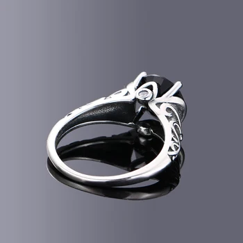 S925 Šterlingov Strieborné Prstene Black Zirkón Ametyst pre Ženy Vintage Dizajn Jemné Šperky, Svadobné Svadobné Zásnubný Prsteň Príslušenstvo