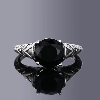 S925 Šterlingov Strieborné Prstene Black Zirkón Ametyst pre Ženy Vintage Dizajn Jemné Šperky, Svadobné Svadobné Zásnubný Prsteň Príslušenstvo