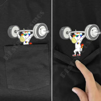 PLstar Vesmíru letné tričká vzpieraní Telocvični Jednorožec Pocket Tee vytlačené t-shirt muži ženy košele, topy zábavné bavlnenou