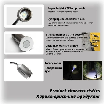 Deformovateľné LED Baterka pracovná lampa 3 osvetlenie režim Rotačné zoom, vodotesný Camping svetlo S dnom magnet Použiť 18650 batérie