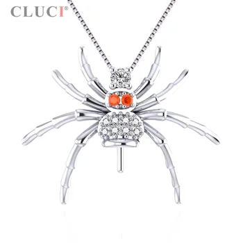 CLUCI Spider Náhrdelník Halloween & Pearl Prívesky s 925 steling silver white & red CZ Spider Pre Ženy Halloween darčeky SP344SB